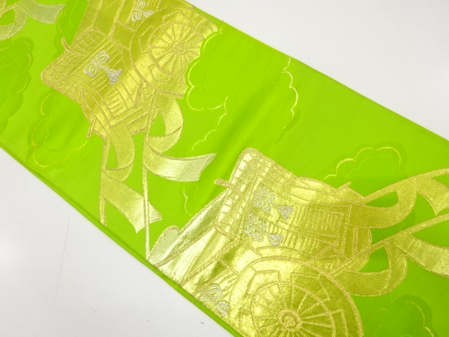 JAPANESE KIMONO / ANTIQUE FUKURO OBI / SILK / WOVEN CARRIAGE